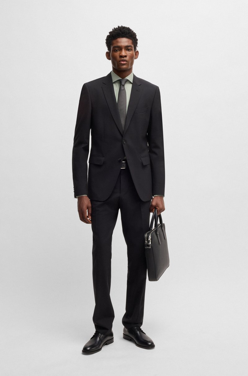 Hugo Boss Camisa Regular Fit En Sarga De Algodón Y Cashmere