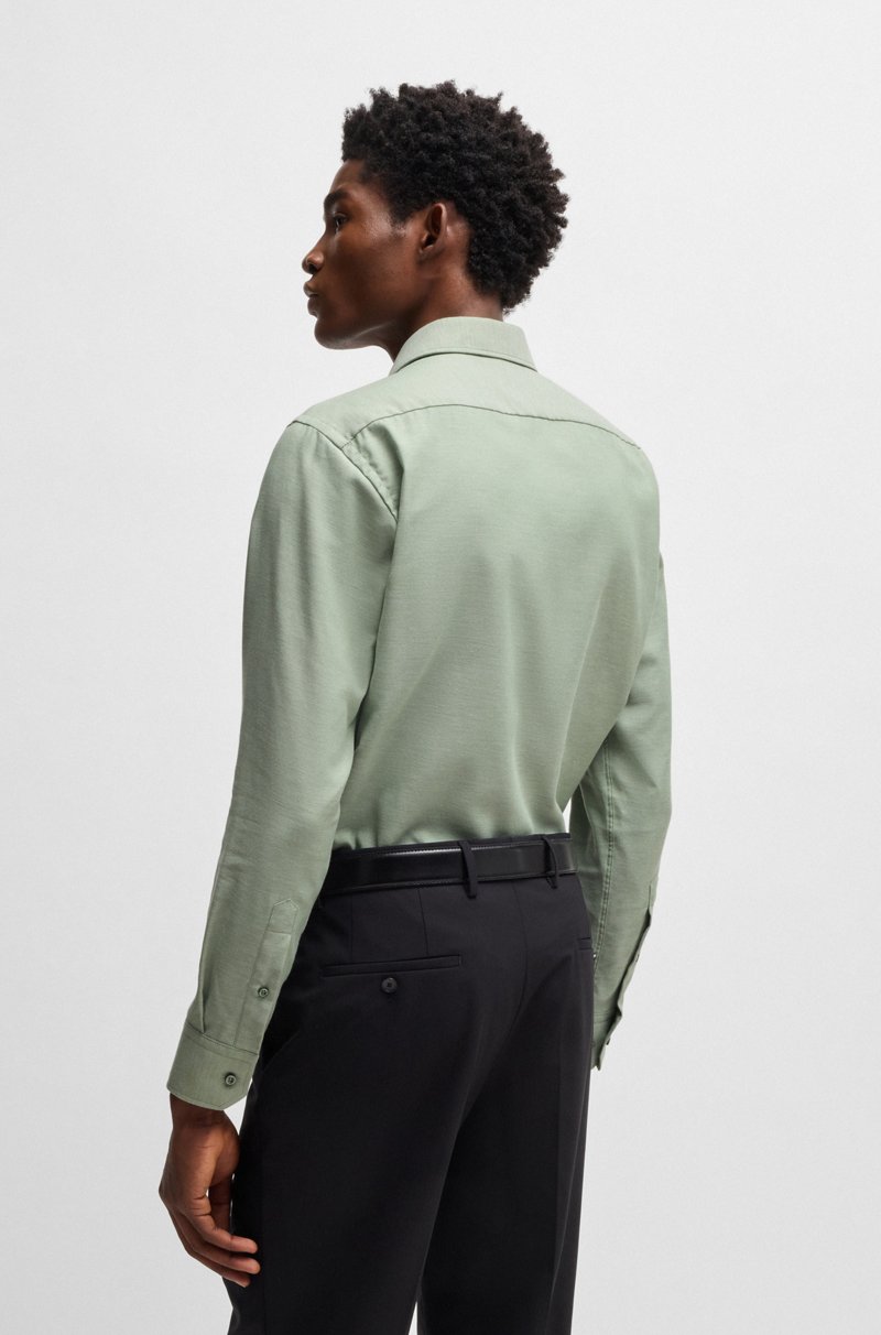 Hugo Boss Camisa Regular Fit En Sarga De Algodón Y Cashmere