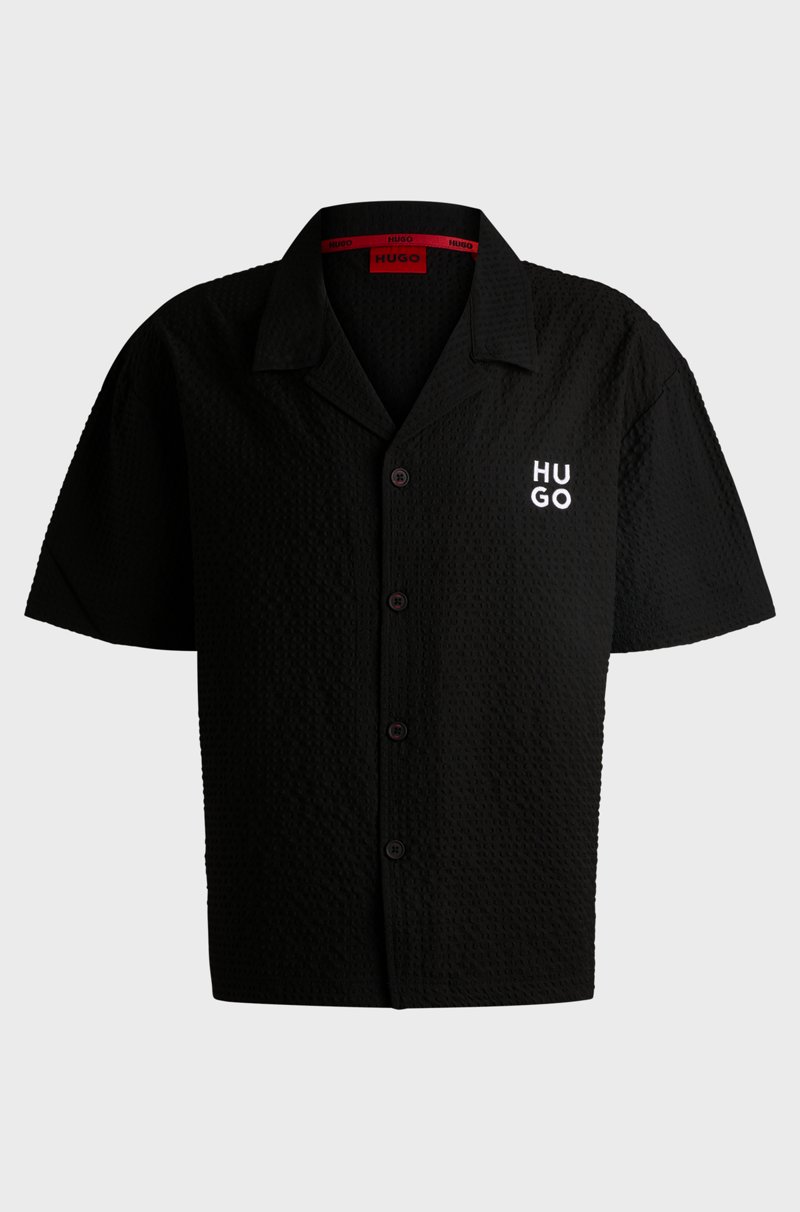 Hugo Boss Camisa regular fit en tejido de rejilla con logo bordado