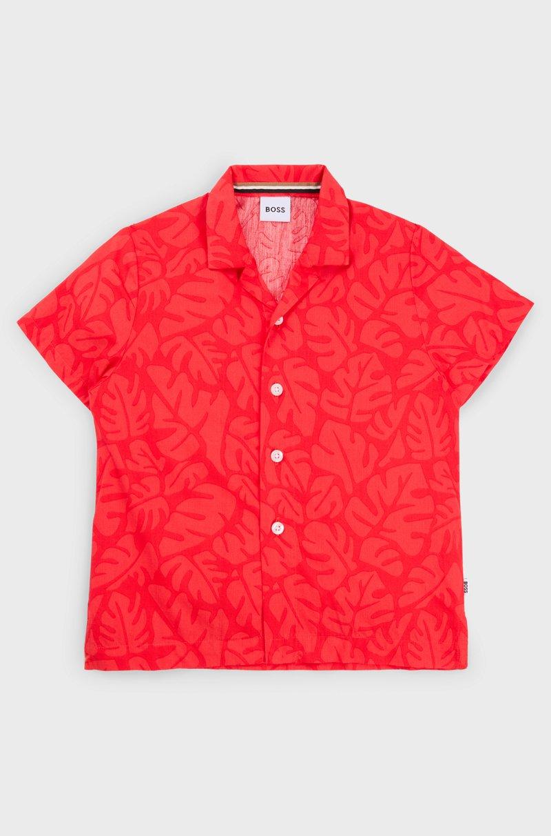 Hugo Boss Camisa Regular Fit Para Niños En Algodón Con Estampado De Hojas
