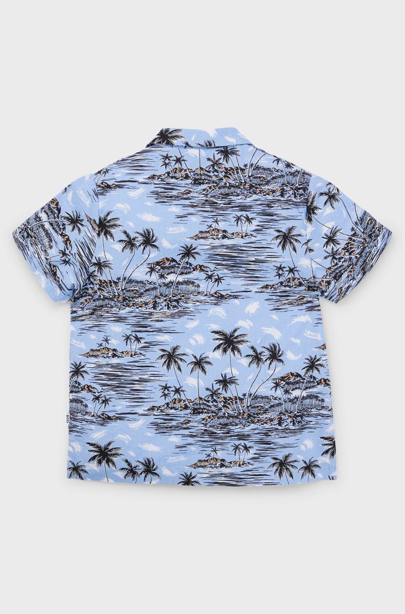 Hugo Boss Camisa Regular Fit Para Niños En Popelín De Algodón Con Estampado Tropical