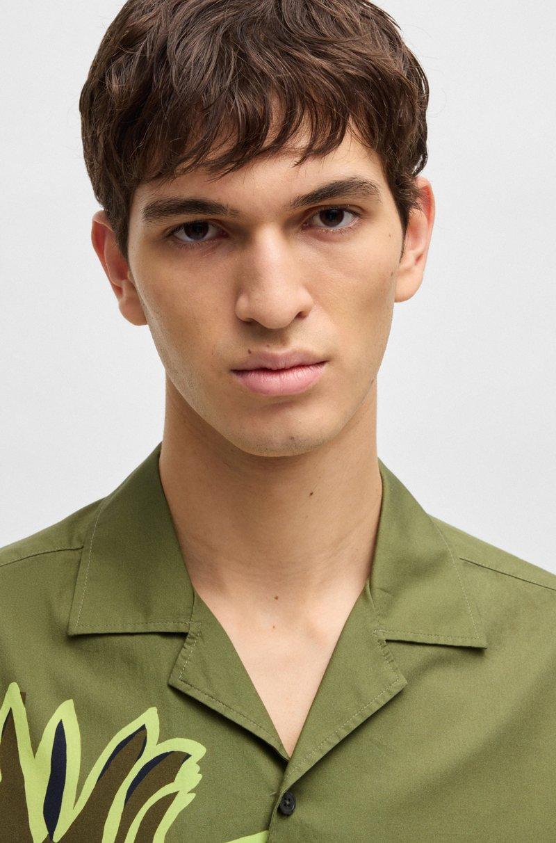 Hugo Boss Camisa Relaxed-fit De Algodón Italiano Con Estampado De Flores