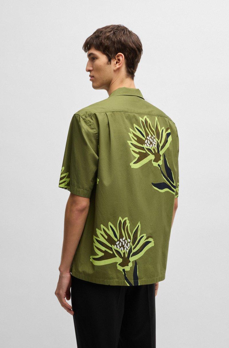 Hugo Boss Camisa Relaxed-fit De Algodón Italiano Con Estampado De Flores