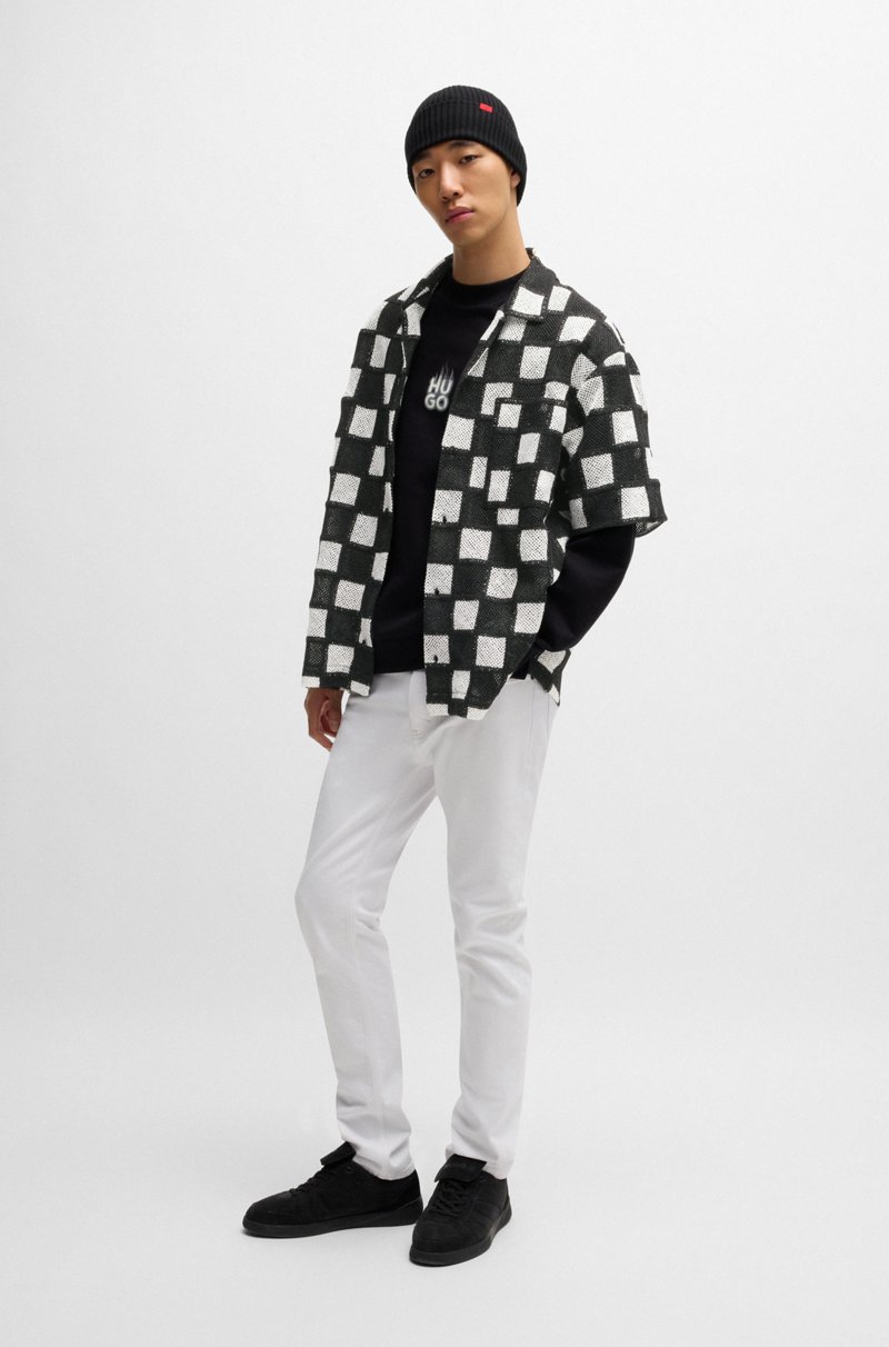 Hugo Boss Camisa Relaxed Fit De Ganchillo Con Estampado A Cuadros
