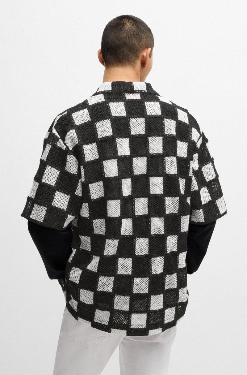 Hugo Boss Camisa Relaxed Fit De Ganchillo Con Estampado A Cuadros