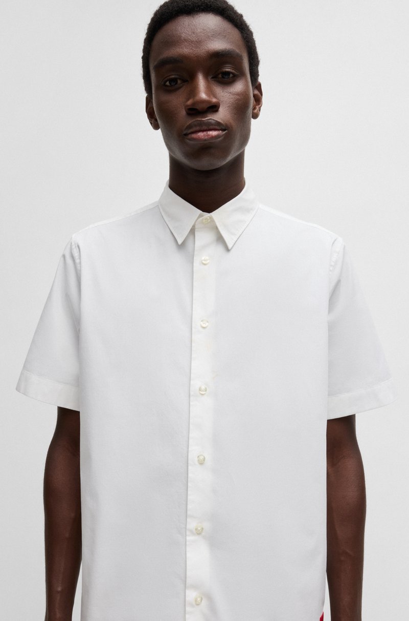 Hugo Boss Camisa Relaxed Fit En Lona De Algodón Elástico A Rayas