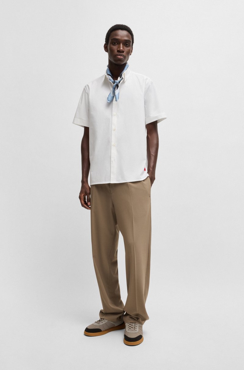 Hugo Boss Camisa Relaxed Fit En Lona De Algodón Elástico A Rayas