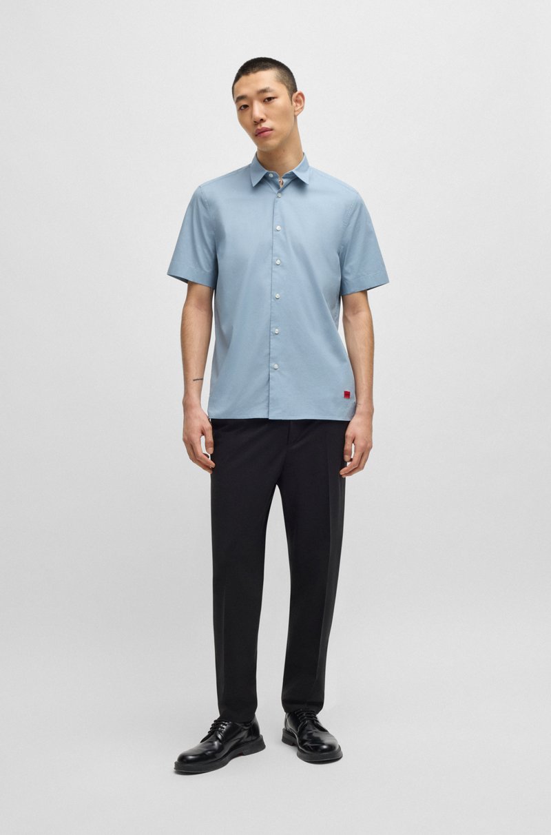 Hugo Boss Camisa Relaxed Fit En Lona De Algodón Elástico A Rayas