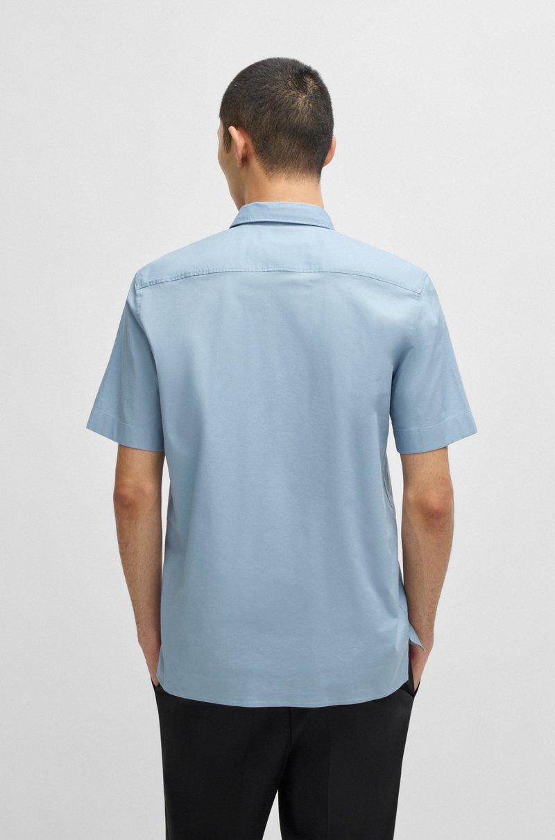 Hugo Boss Camisa Relaxed Fit En Lona De Algodón Elástico A Rayas