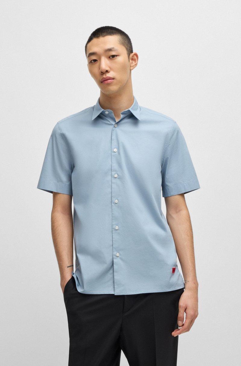 Hugo Boss Camisa relaxed fit en lona de algodón elástico a rayas