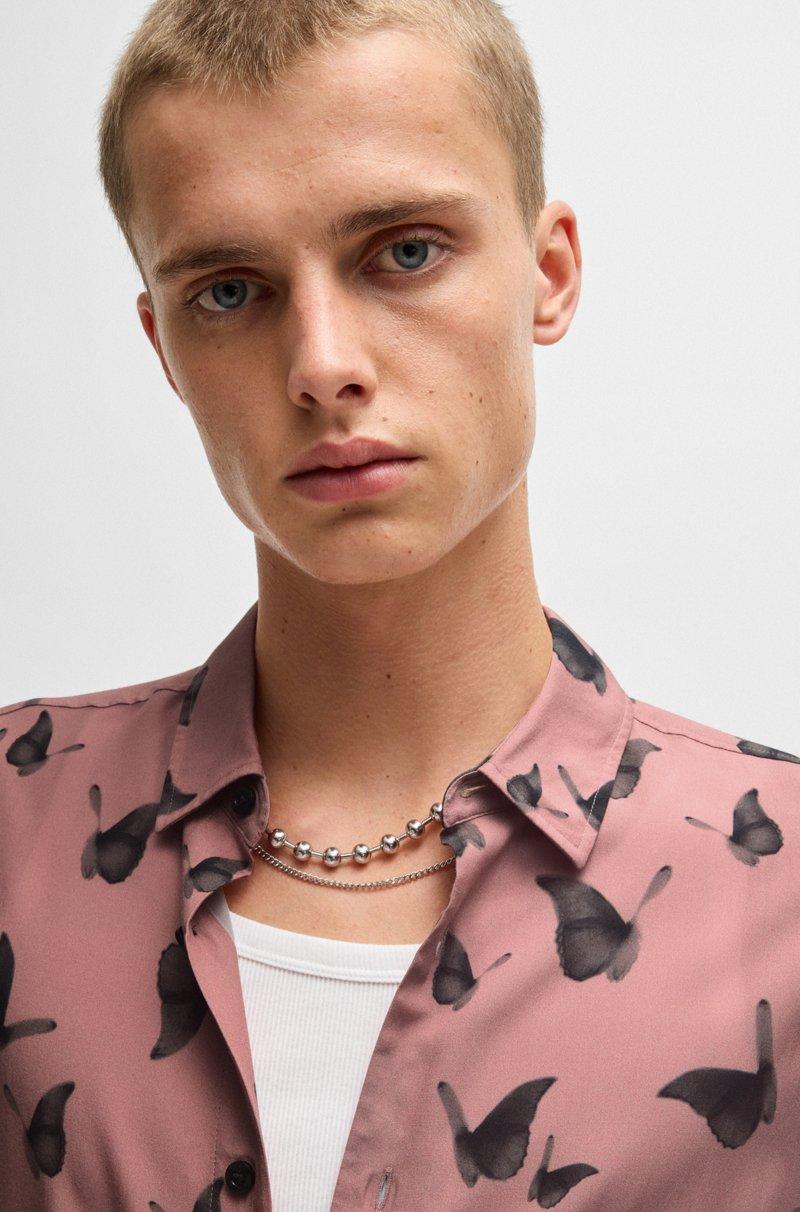 Hugo Boss Camisa Relaxed Fit En Popelín Con Estampado De Temporada