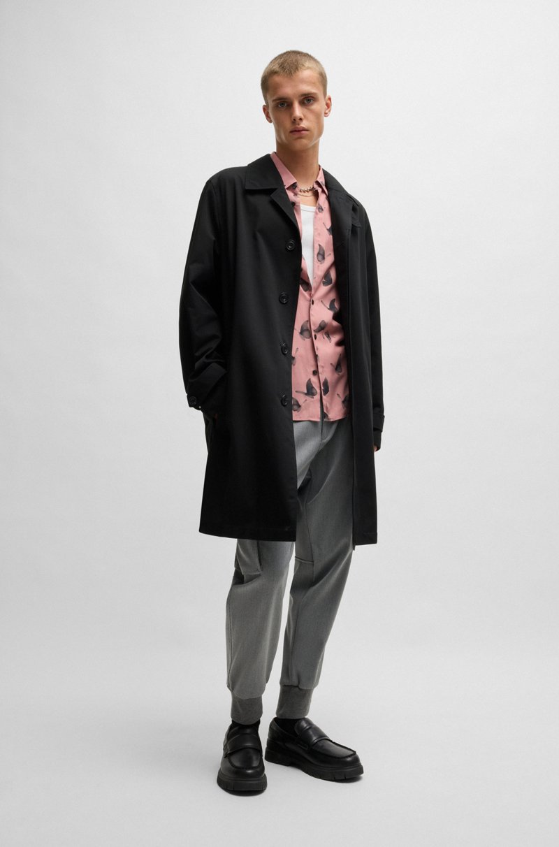 Hugo Boss Camisa Relaxed Fit En Popelín Con Estampado De Temporada