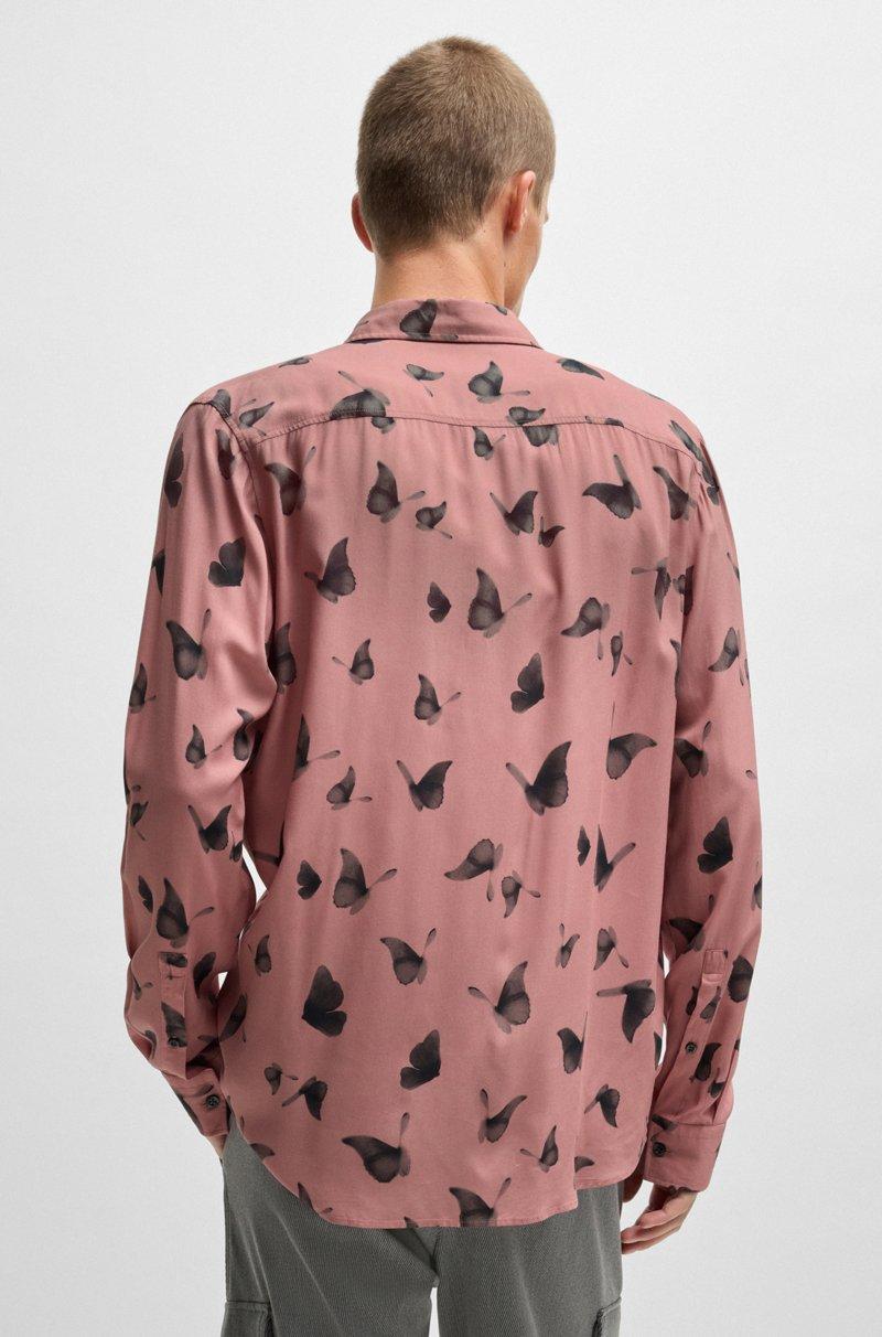 Hugo Boss Camisa Relaxed Fit En Popelín Con Estampado De Temporada