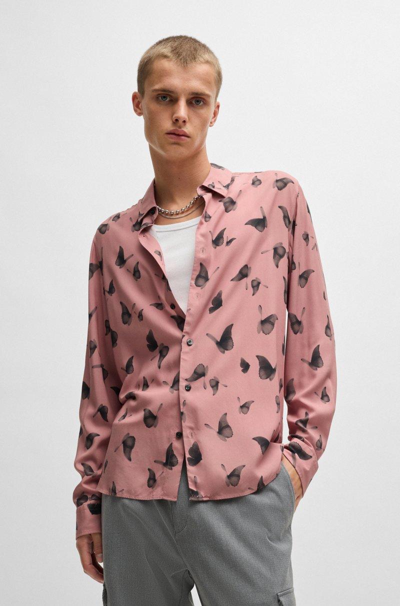 Hugo Boss Camisa relaxed fit en popelín con estampado de temporada