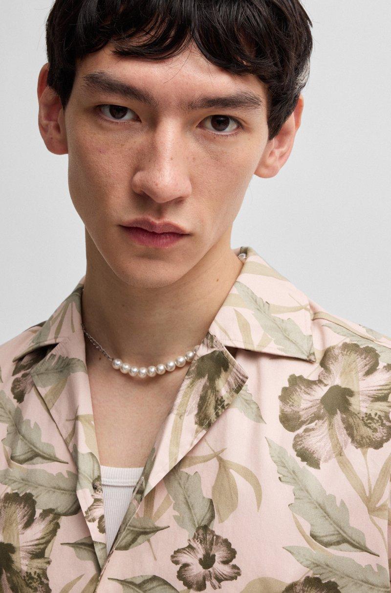 Hugo Boss Camisa Relaxed Fit En Popelín De Algodón Estampado