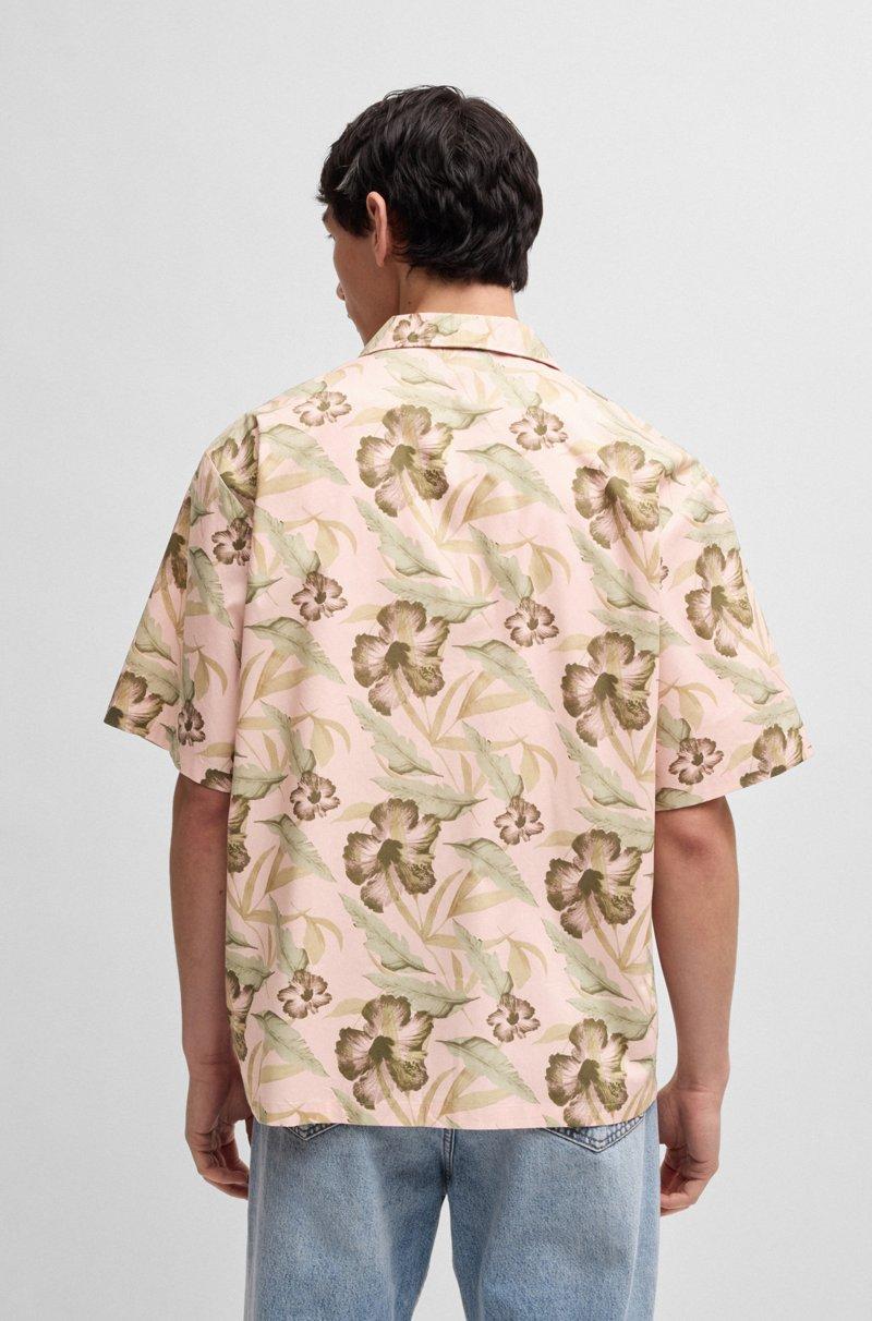 Hugo Boss Camisa Relaxed Fit En Popelín De Algodón Estampado