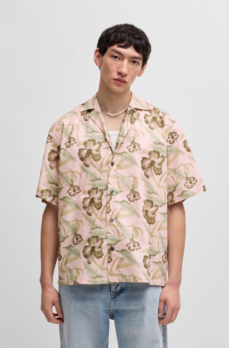 Hugo Boss Camisa relaxed fit en popelín de algodón estampado