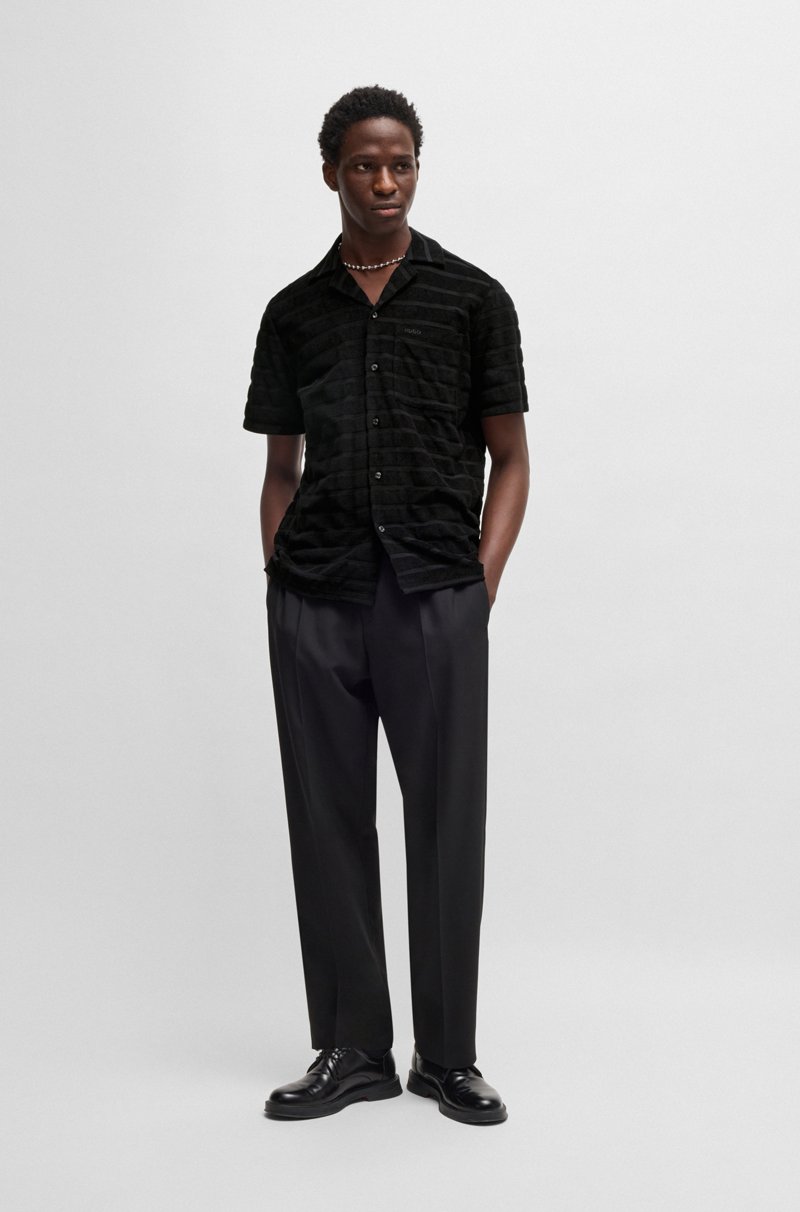 Hugo Boss Camisa Relaxed Fit En Rizo De Algodón A Rayas
