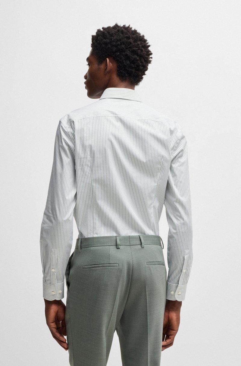Hugo Boss Camisa Slim Fit A Rayas De Algodón Elástico De Planchado Fácil