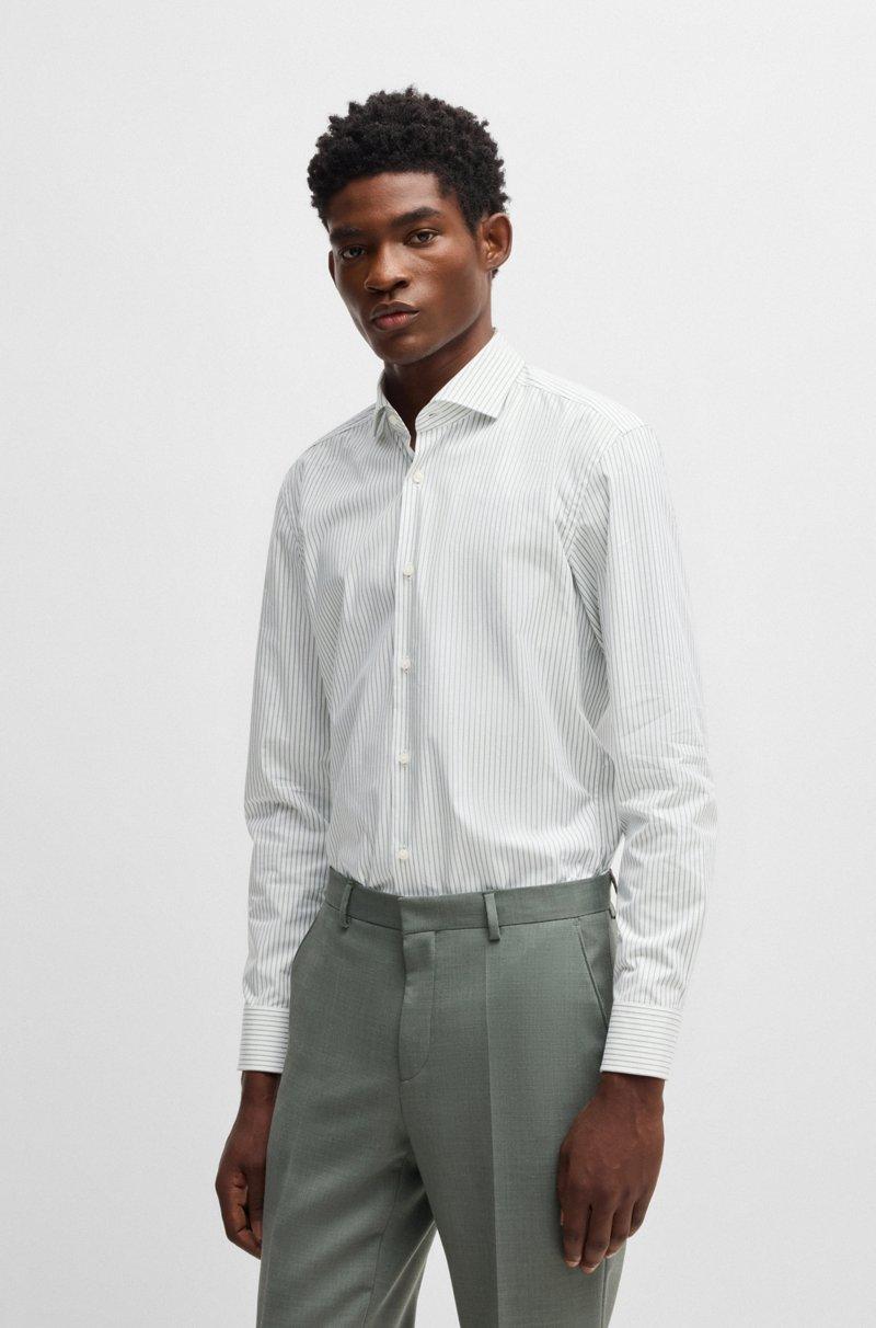 Hugo Boss Camisa slim fit a rayas de algodón elástico de planchado fácil