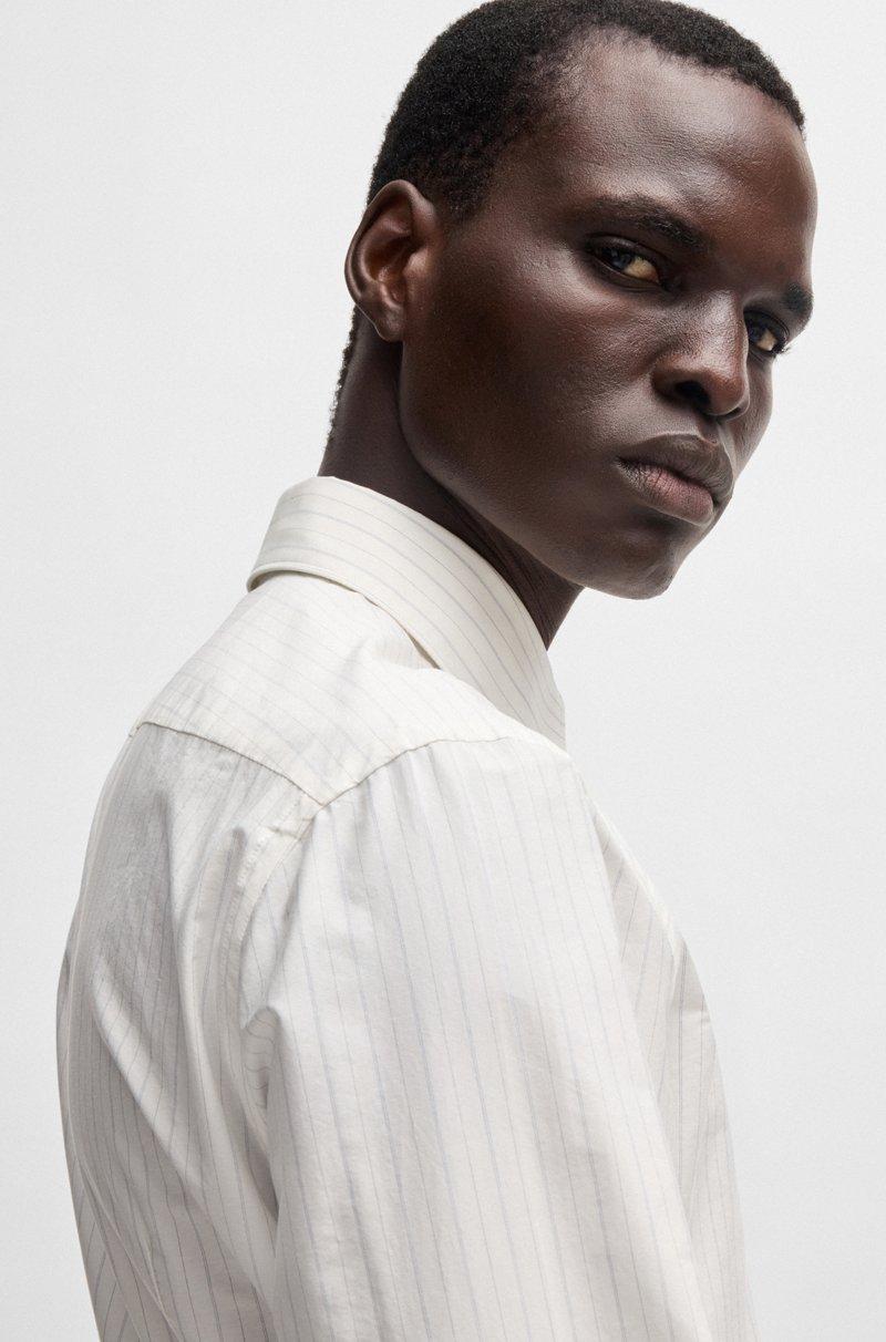 Hugo Boss Camisa Slim Fit A Rayas De Algodón Hecho En Italia