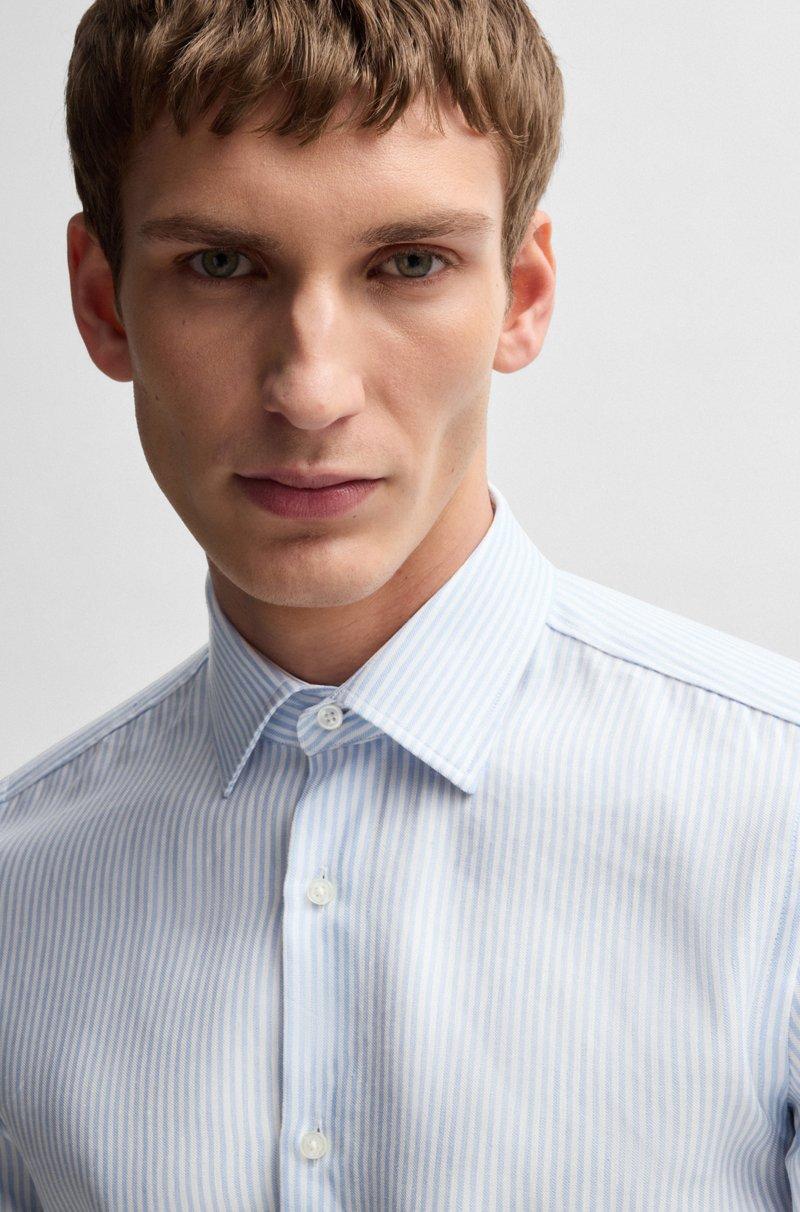 Hugo Boss Camisa Slim Fit A Rayas De Mezcla De Lino