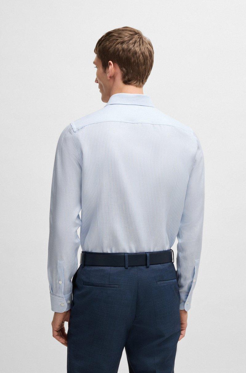 Hugo Boss Camisa Slim Fit A Rayas De Mezcla De Lino