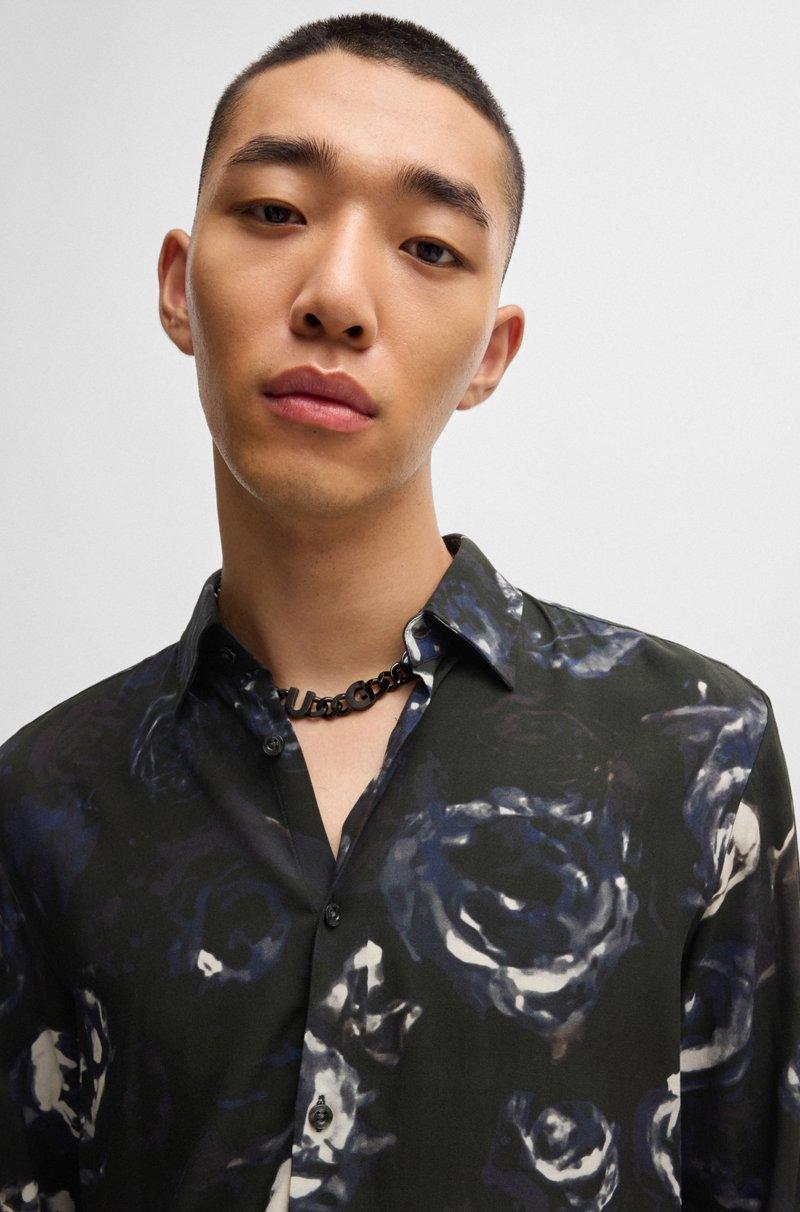 Hugo Boss Camisa Slim Fit Con Cuello Kent Y Estampado De Temporada