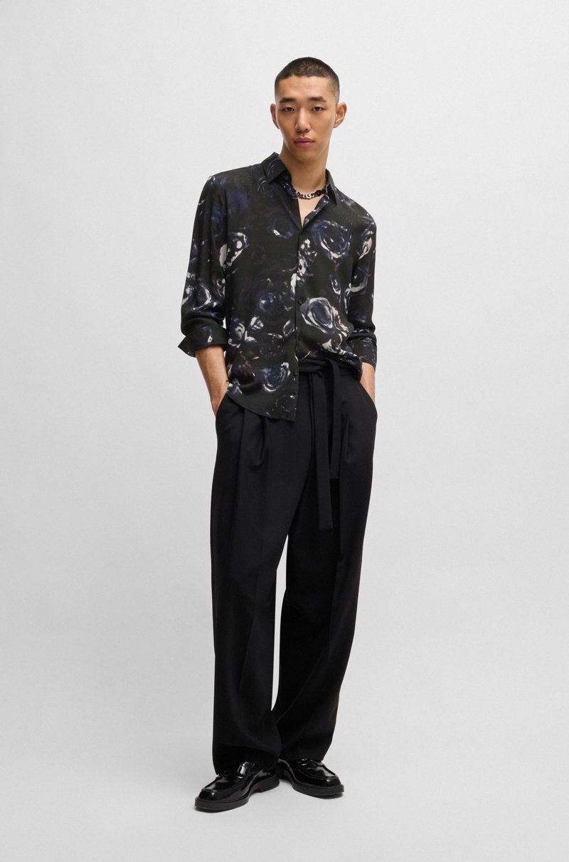 Hugo Boss Camisa Slim Fit Con Cuello Kent Y Estampado De Temporada