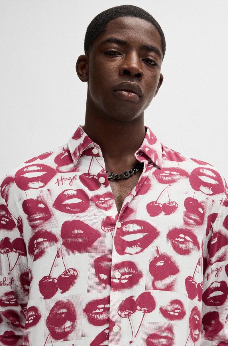 Hugo Boss Camisa Slim Fit Con Estampado De Temporada