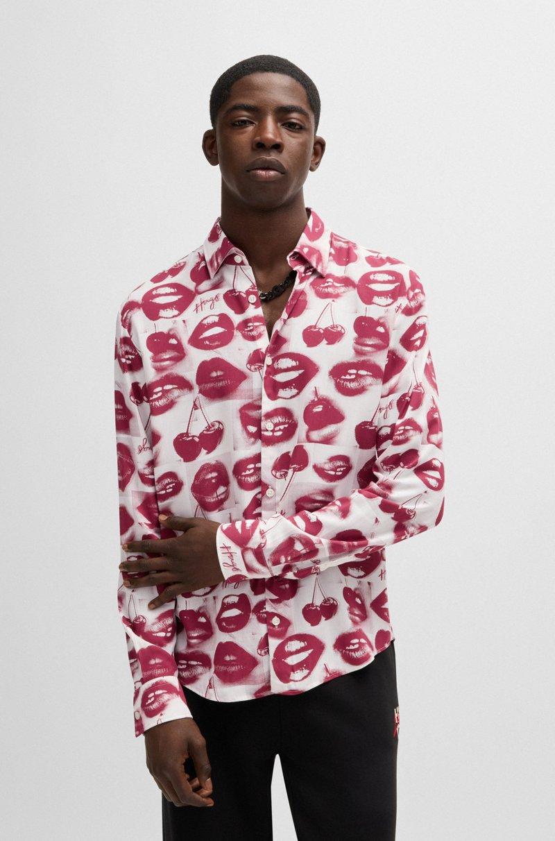 Hugo Boss Camisa slim fit con estampado de temporada