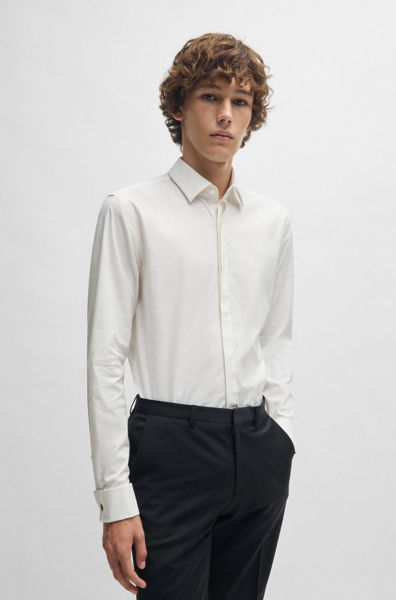 Hugo Boss Camisa slim fit de algodón elástico con estructura