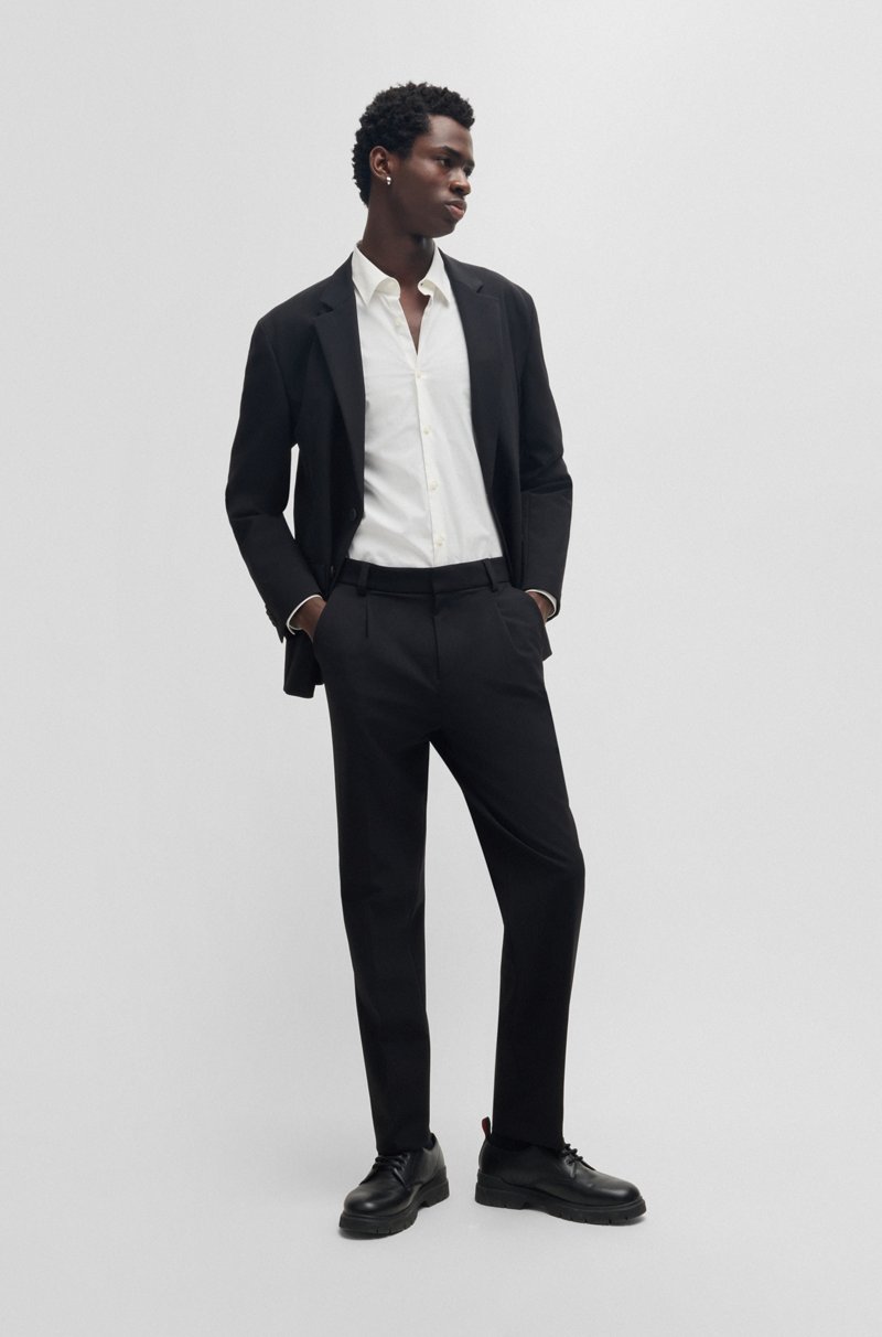 Hugo Boss Camisa Slim Fit De Algodón Elástico Con Logo Apilado