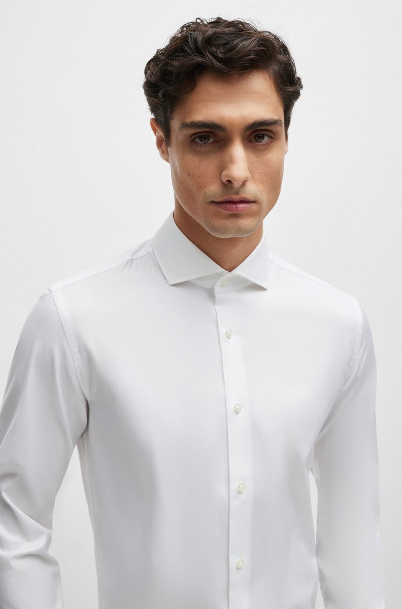 Hugo Boss Camisa Slim Fit De Algodón Elástico Con Puños Dobles