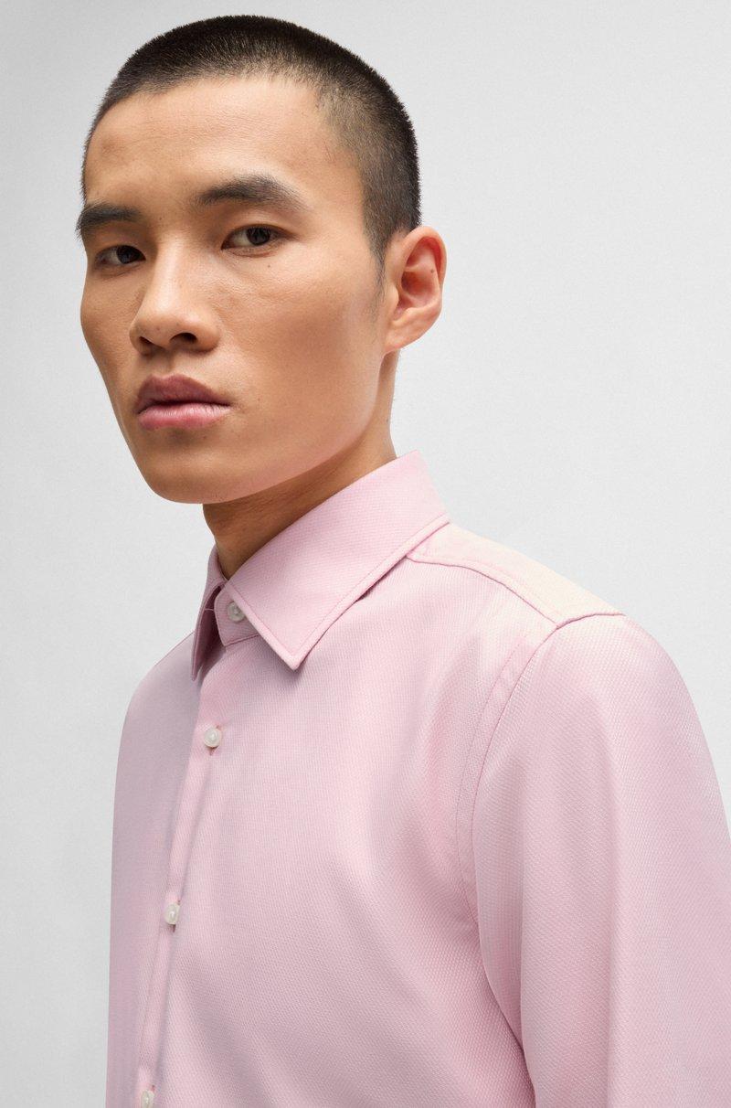 Hugo Boss Camisa Slim Fit De Algodón Elástico Estructurado De Planchado Fácil