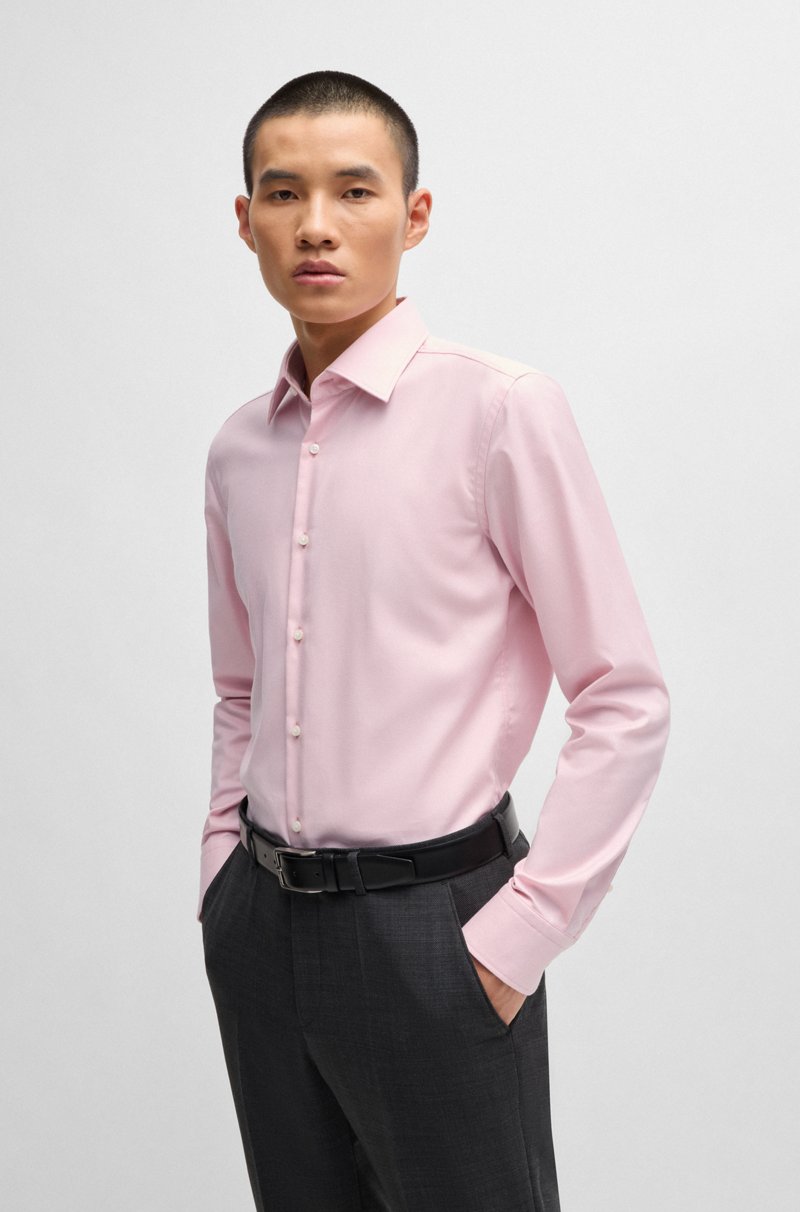Hugo Boss Camisa slim fit de algodón elástico estructurado de planchado fácil