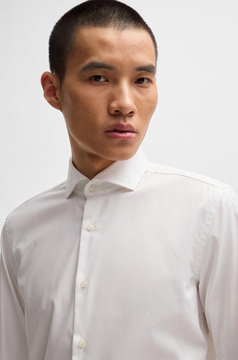 Hugo Boss Camisa Slim Fit De Algodón Elástico Estructurado De Planchado Fácil