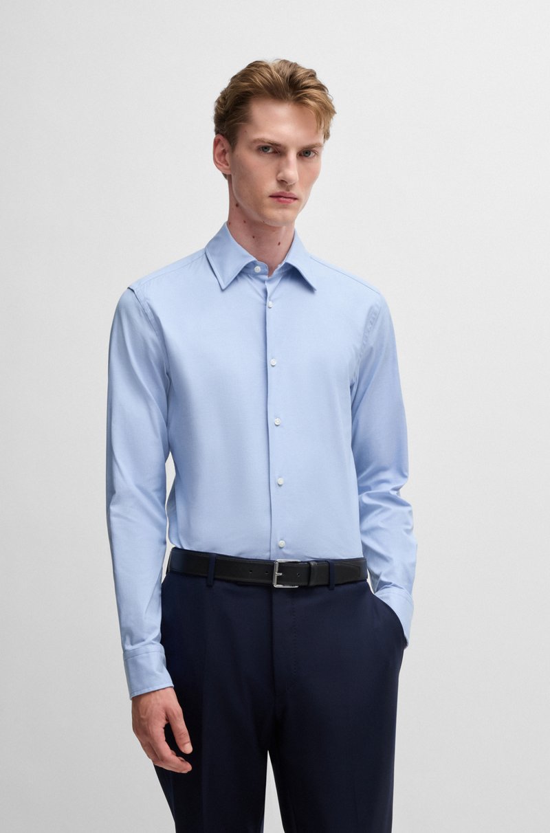 Hugo Boss Camisa slim fit de algodón elástico italiano con estructura