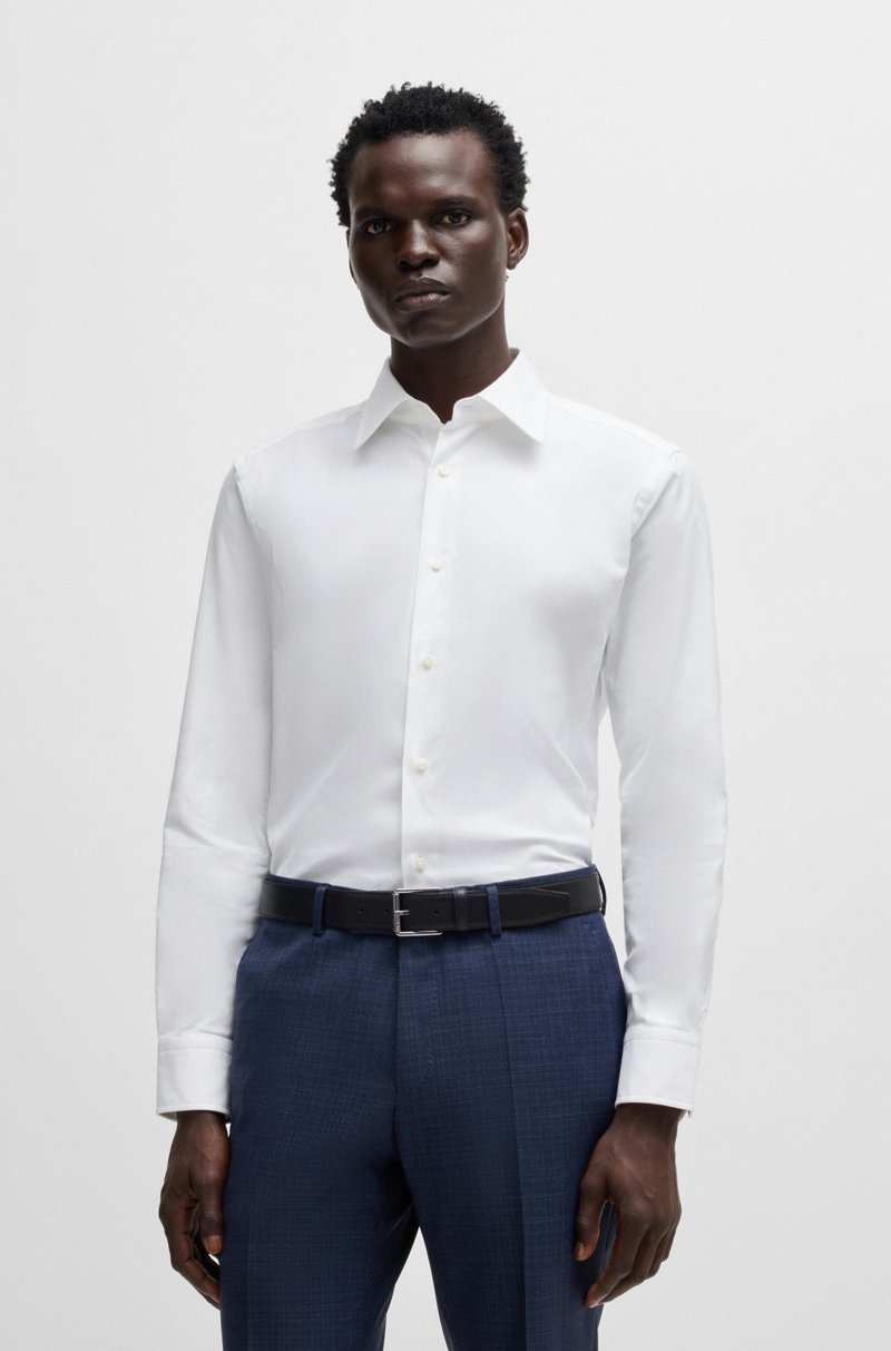 Hugo Boss Camisa slim fit de algodón elástico italiano con estructura