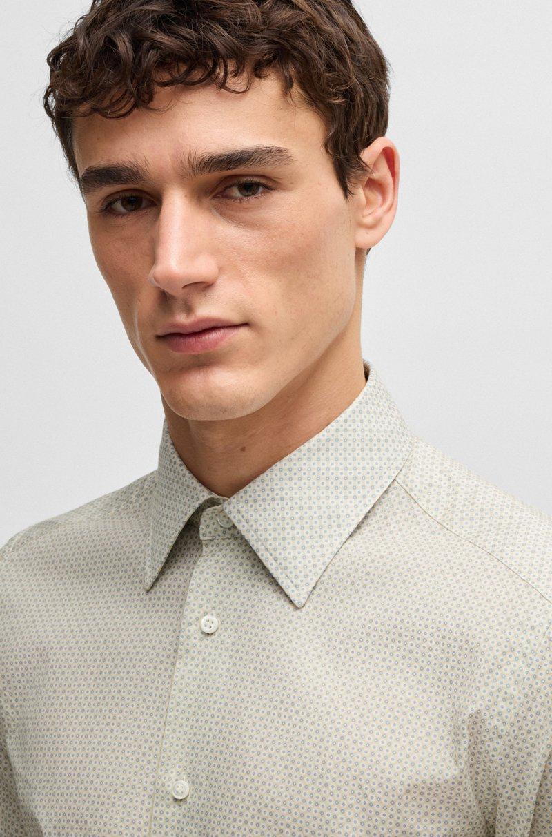Hugo Boss Camisa Slim Fit De Algodón Italiano Estampado