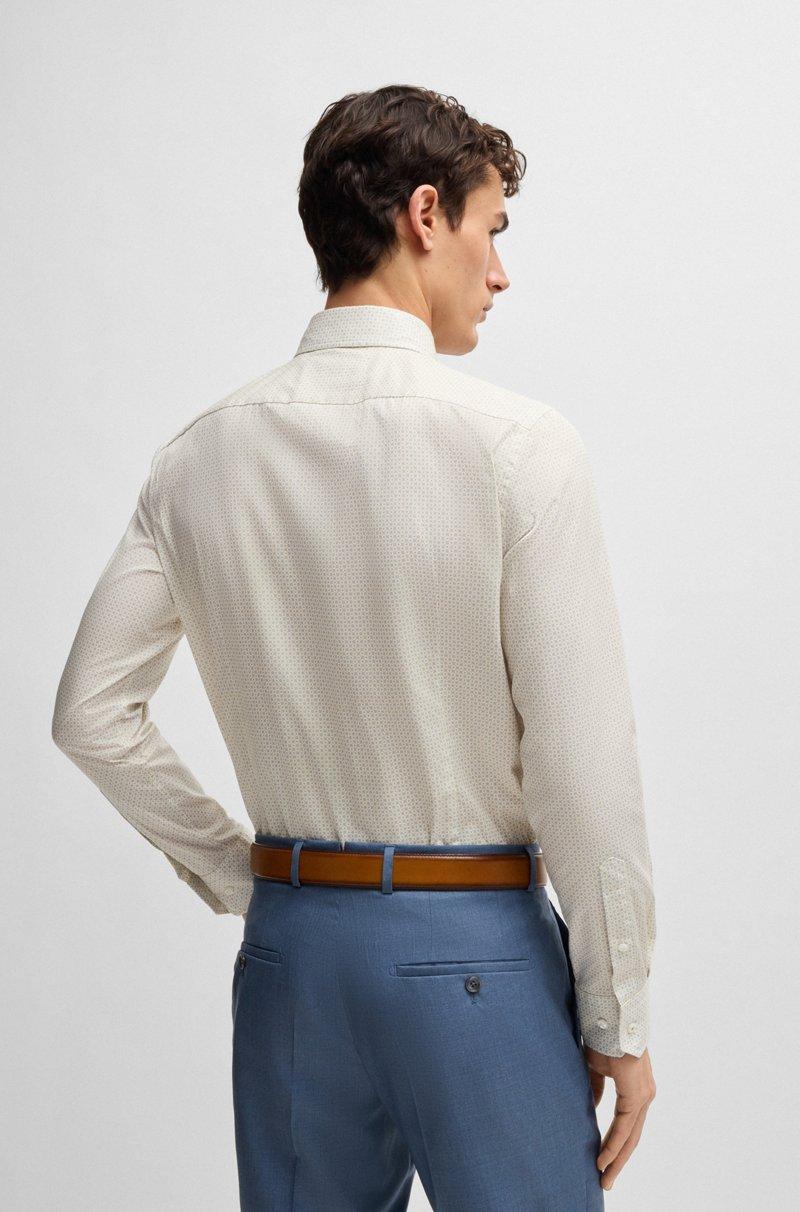 Hugo Boss Camisa Slim Fit De Algodón Italiano Estampado