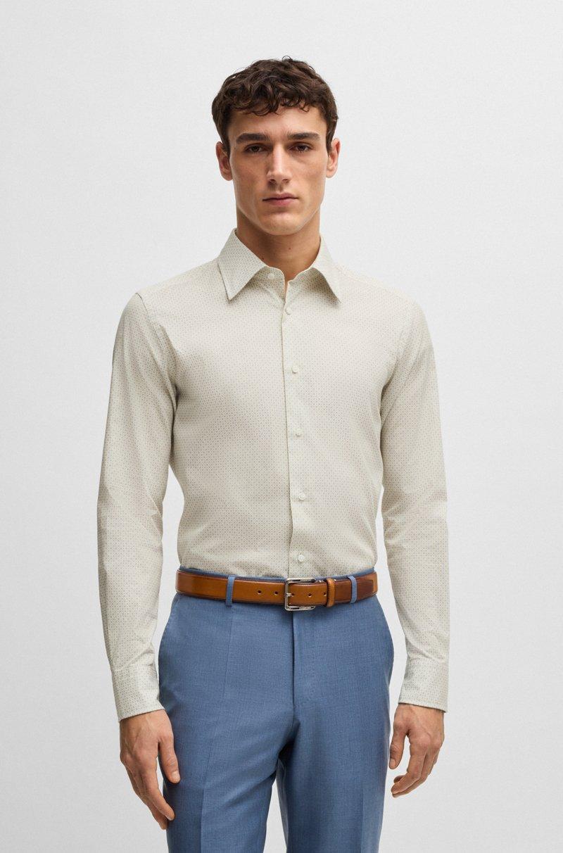Hugo Boss Camisa slim fit de algodón italiano estampado