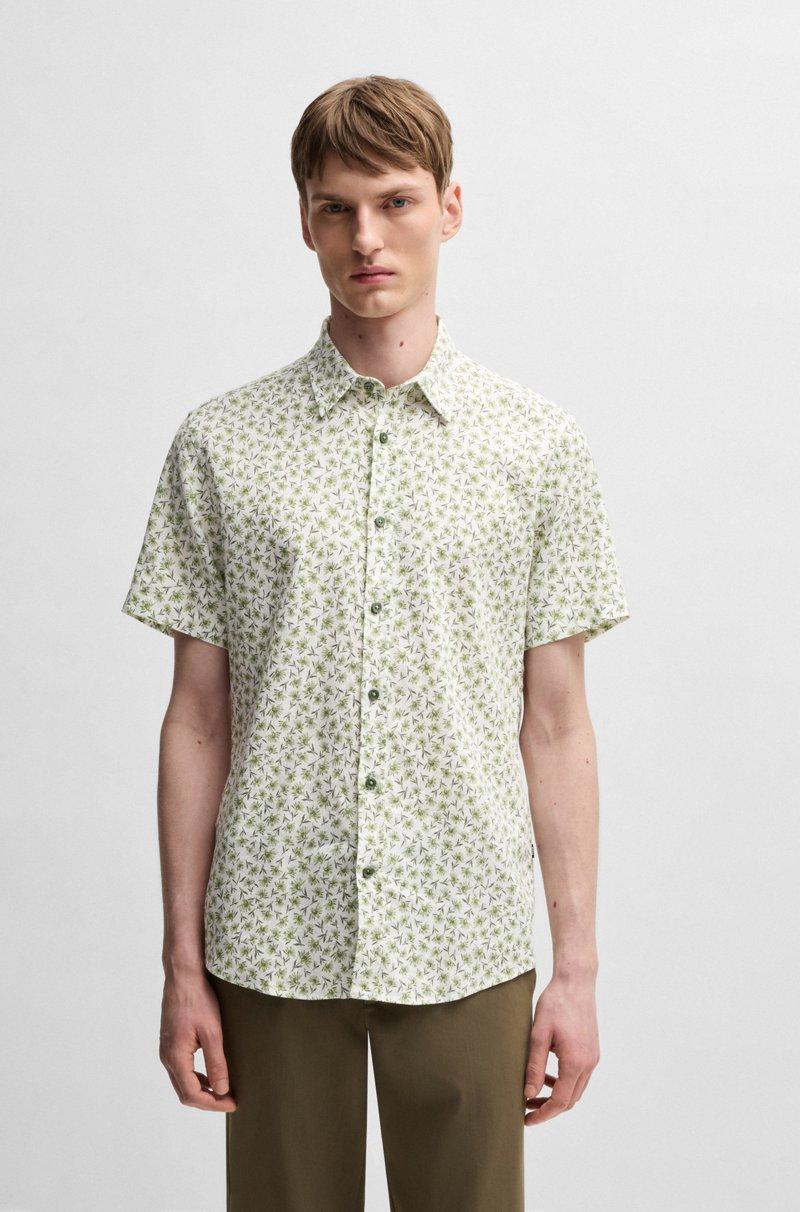 Hugo Boss Camisa slim fit de lino elástico con estampado floral
