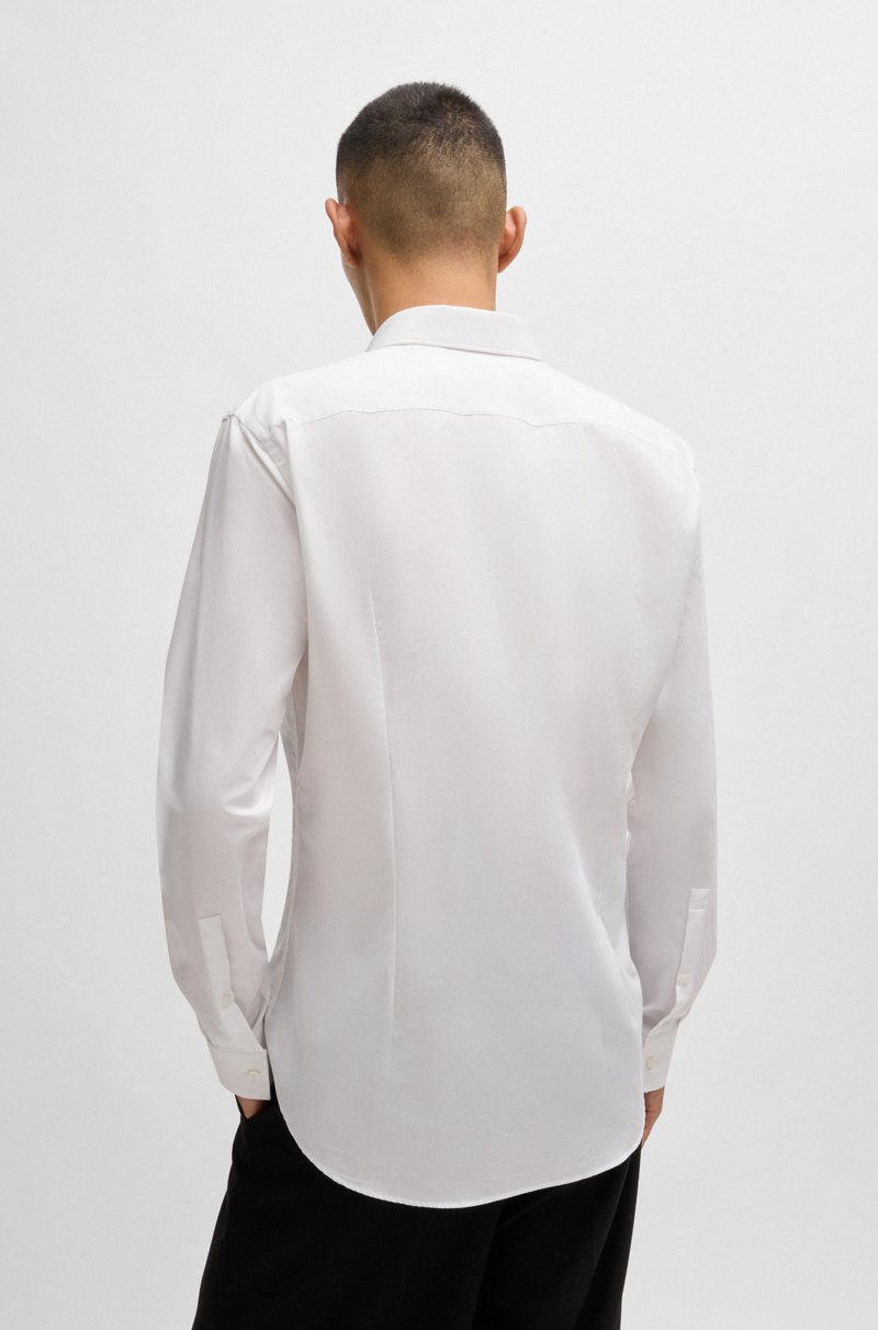Hugo Boss Camisa Slim Fit De Popelín De Algodón Con Detalle En La Tapeta