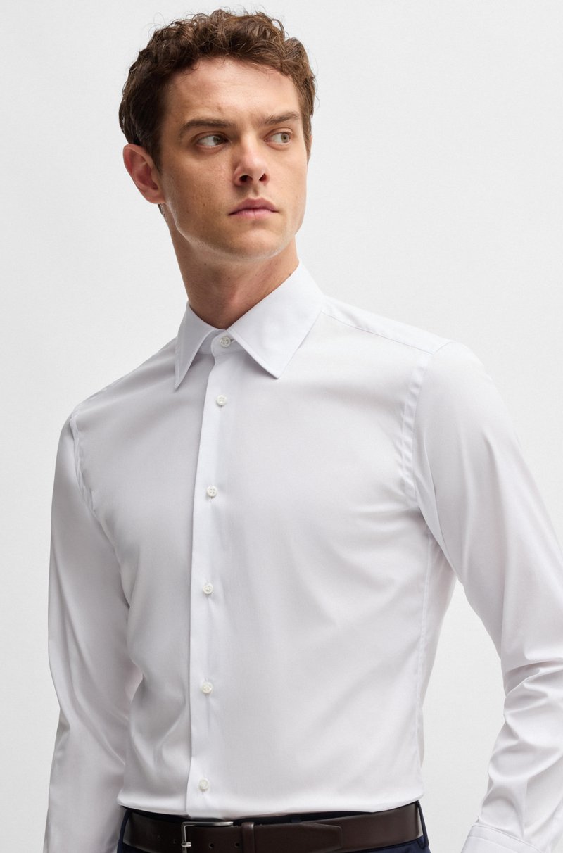 Hugo Boss Camisa Slim Fit De Popelín De Algodón Con Elástico