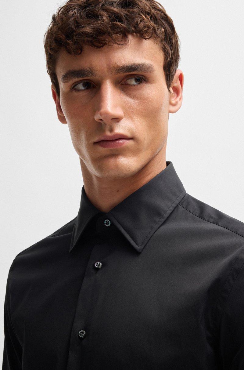Hugo Boss Camisa Slim Fit De Popelín De Algodón Con Elástico