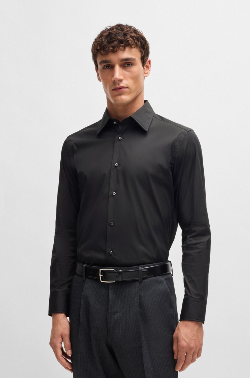 Hugo Boss Camisa slim fit de popelín de algodón con elástico