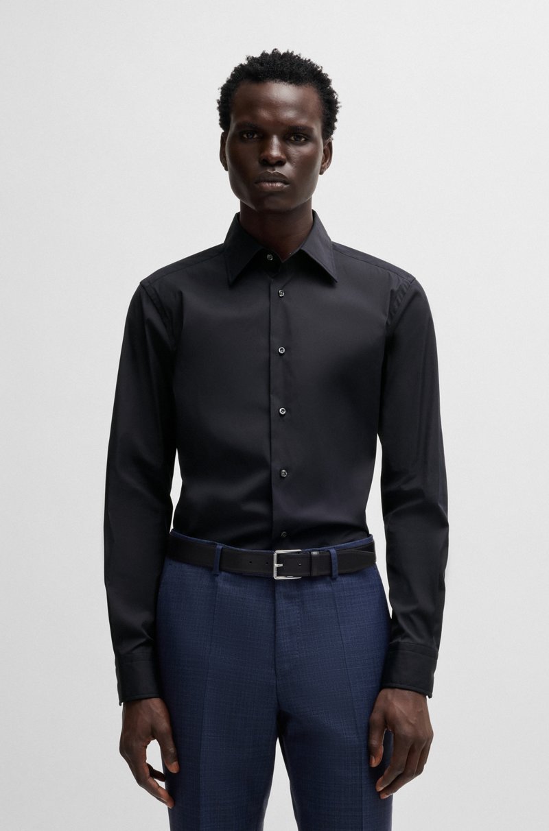 Hugo Boss Camisa slim fit de popelín de algodón con elástico