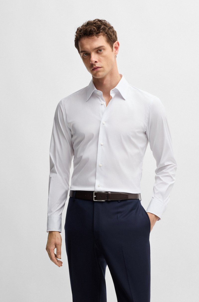 Hugo Boss Camisa slim fit de popelín de algodón con elástico