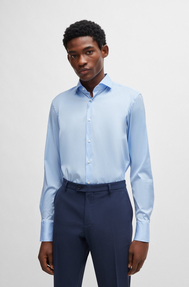 Hugo Boss Camisa slim fit de popelín de algodón de planchado fácil